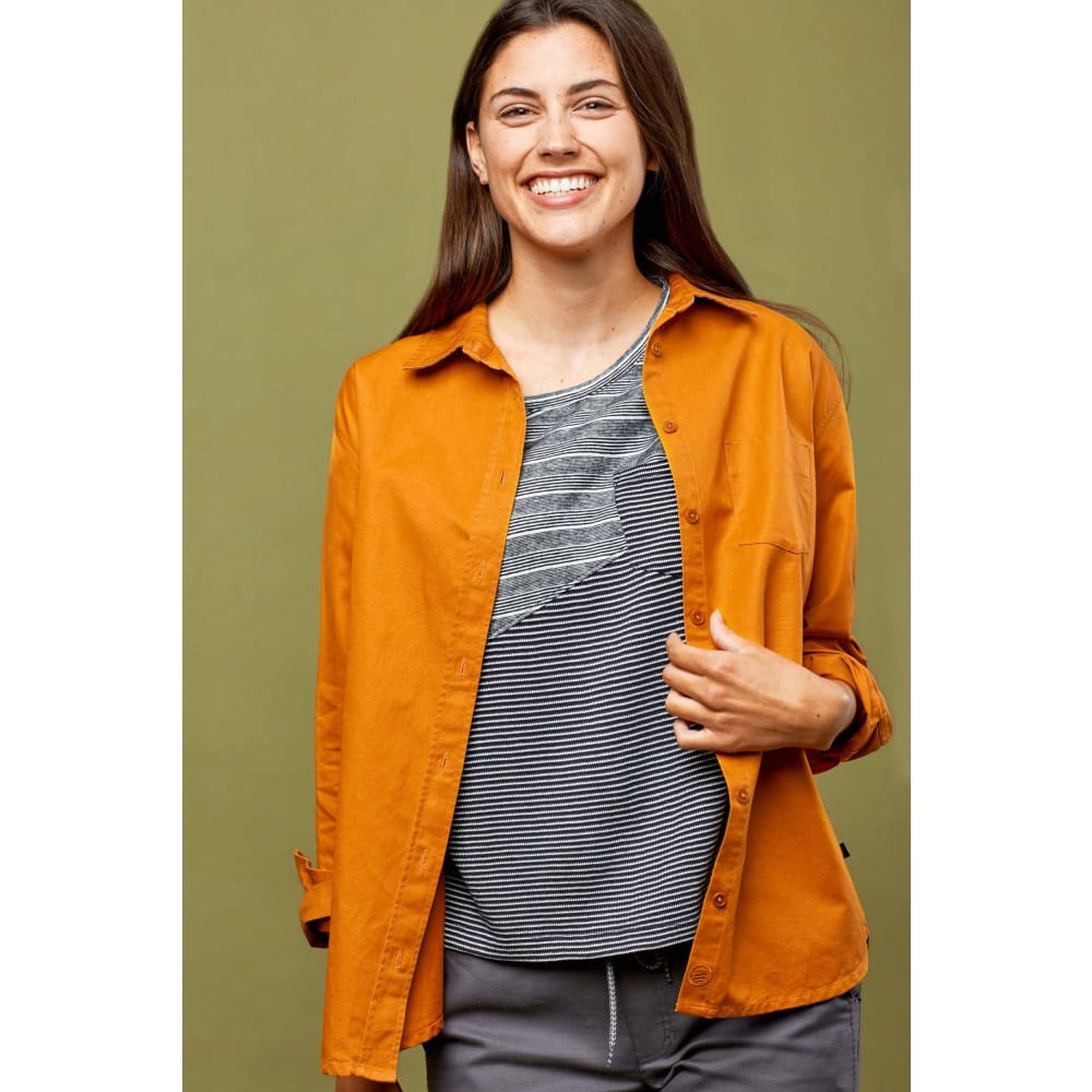 UB Shirt Women Long Sleeve Canvas - Mustard / X-Small - Clothing