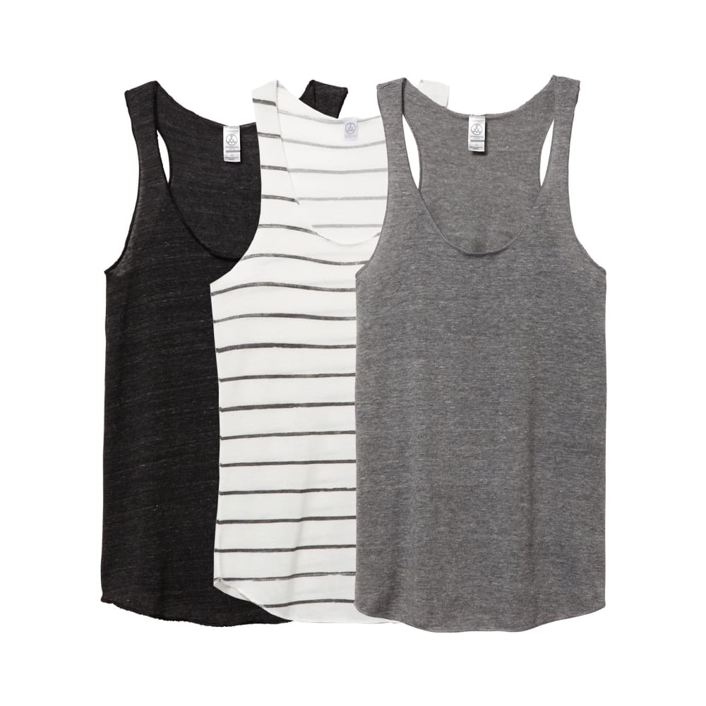 AA Tank Top Eco-Jersey (3 Pack) - Black Stripe Grey / X-Small - Clothing