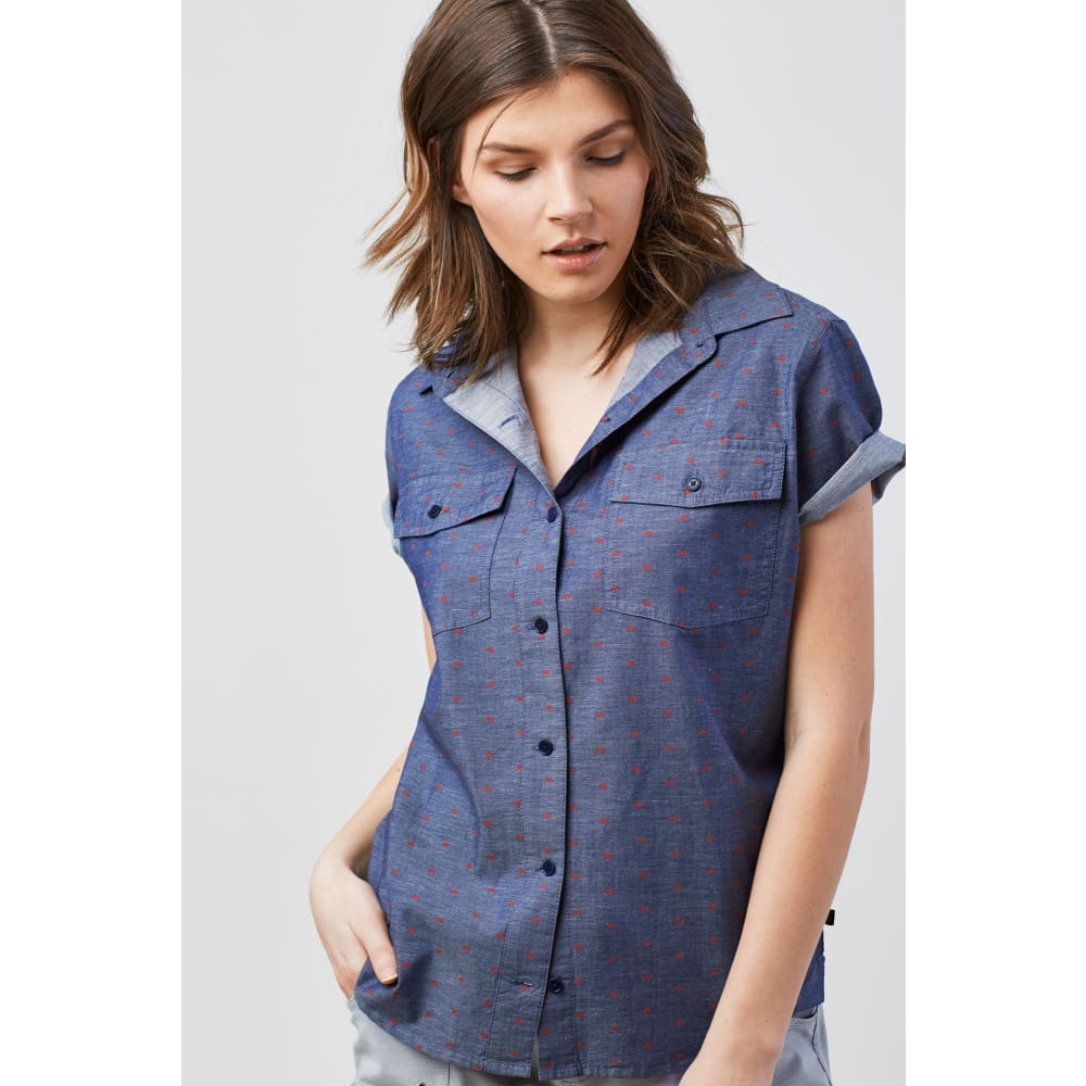 UB Highland Bison Button Down S/S Women - Navy / X-Small - Clothing